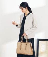 KBDCA02099 a.v.v(アー・ヴェ・ヴェ) 【洗える/イージーケア/ストレッチ】ダブルクロスキーネックジャケット ブラック