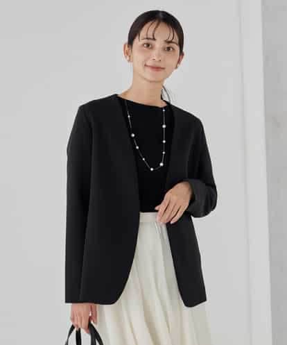 KBDCD01099 a.v.v 【洗える/ストレッチ/セットアップ対応】ダブルクロスVネックノーカラージャケット