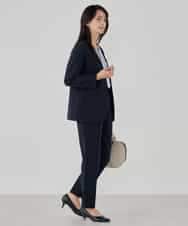 KBDCD01099 a.v.v(アー・ヴェ・ヴェ) 【洗える/ストレッチ/セットアップ対応】ダブルクロスVネックノーカラージャケット ブラック