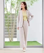 KBDCD01099 a.v.v(アー・ヴェ・ヴェ) 【洗える/ストレッチ/セットアップ対応】ダブルクロスVネックノーカラージャケット ブラック