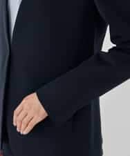 KBDCD01099 a.v.v(アー・ヴェ・ヴェ) 【洗える/ストレッチ/セットアップ対応】ダブルクロスVネックノーカラージャケット ブラック