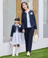 KBDCD02099 a.v.v(アー・ヴェ・ヴェ) 【洗える/ストレッチ/セットアップ対応】ダブルクロスキーネックジャケット ネイビー