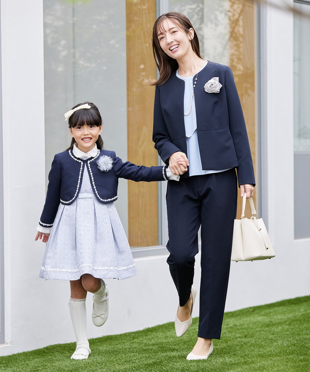 KBDCD02099 a.v.v(アー・ヴェ・ヴェ) 【洗える/ストレッチ/セットアップ対応】ダブルクロスキーネックジャケット ネイビー