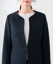 KBDCD02099 a.v.v(アー・ヴェ・ヴェ) 【洗える/ストレッチ/セットアップ対応】ダブルクロスキーネックジャケット ネイビー