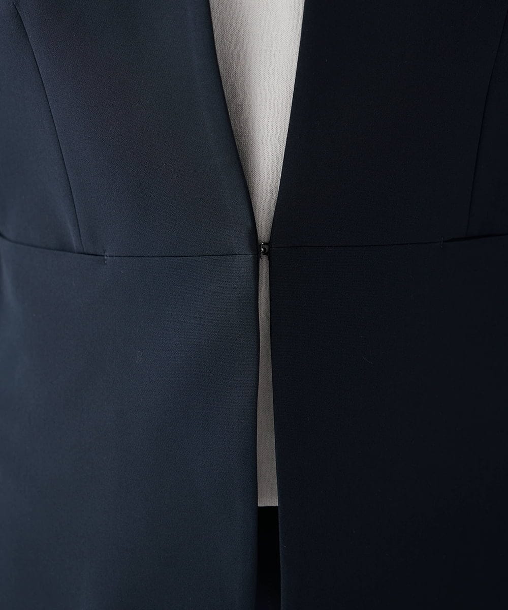 KBDCD02099 a.v.v(アー・ヴェ・ヴェ) 【洗える/ストレッチ/セットアップ対応】ダブルクロスキーネックジャケット ネイビー