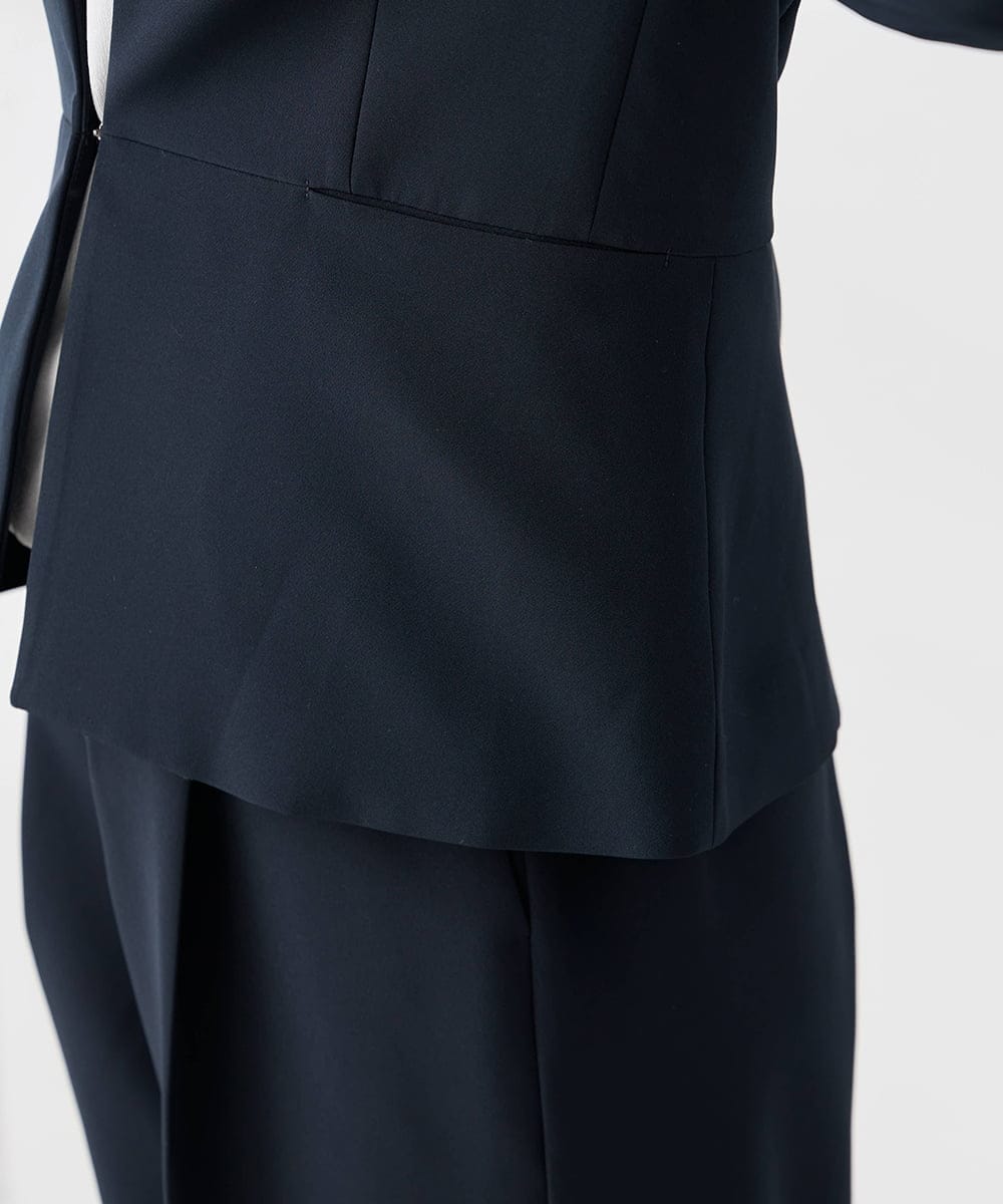 KBDCD02099 a.v.v(アー・ヴェ・ヴェ) 【洗える/ストレッチ/セットアップ対応】ダブルクロスキーネックジャケット ネイビー