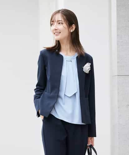 KBDCD02099 a.v.v 【洗える/ストレッチ/セットアップ対応】ダブルクロスキーネックジャケット