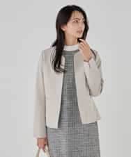 KBDCD02099 a.v.v(アー・ヴェ・ヴェ) 【洗える/ストレッチ/セットアップ対応】ダブルクロスキーネックジャケット ネイビー