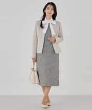 KBDCD02099 a.v.v(アー・ヴェ・ヴェ) 【洗える/ストレッチ/セットアップ対応】ダブルクロスキーネックジャケット ネイビー