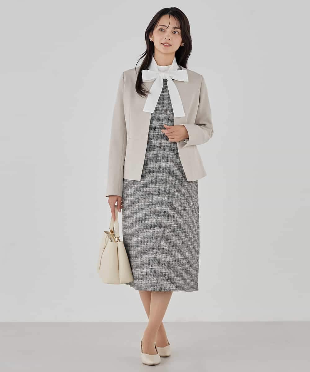 KBDCD02099 a.v.v(アー・ヴェ・ヴェ) 【洗える/ストレッチ/セットアップ対応】ダブルクロスキーネックジャケット ネイビー