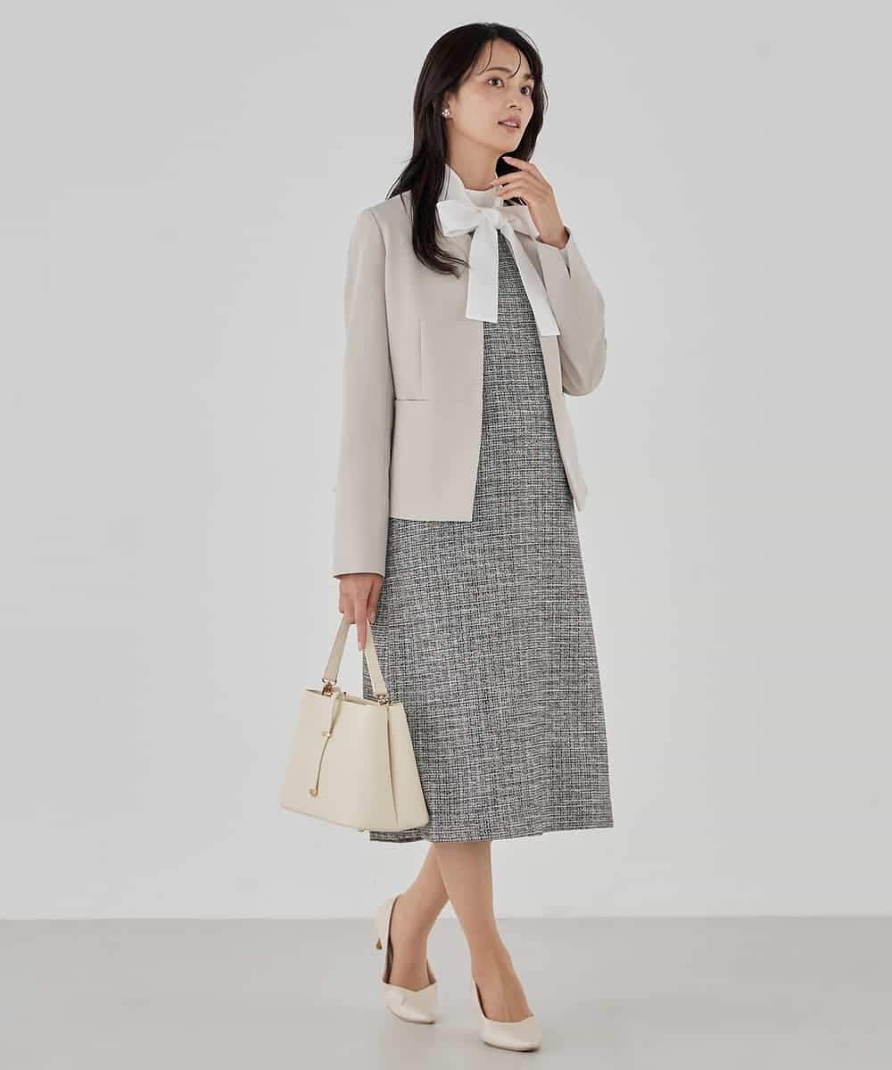 KBDCD02099 a.v.v(アー・ヴェ・ヴェ) 【洗える/ストレッチ/セットアップ対応】ダブルクロスキーネックジャケット ネイビー