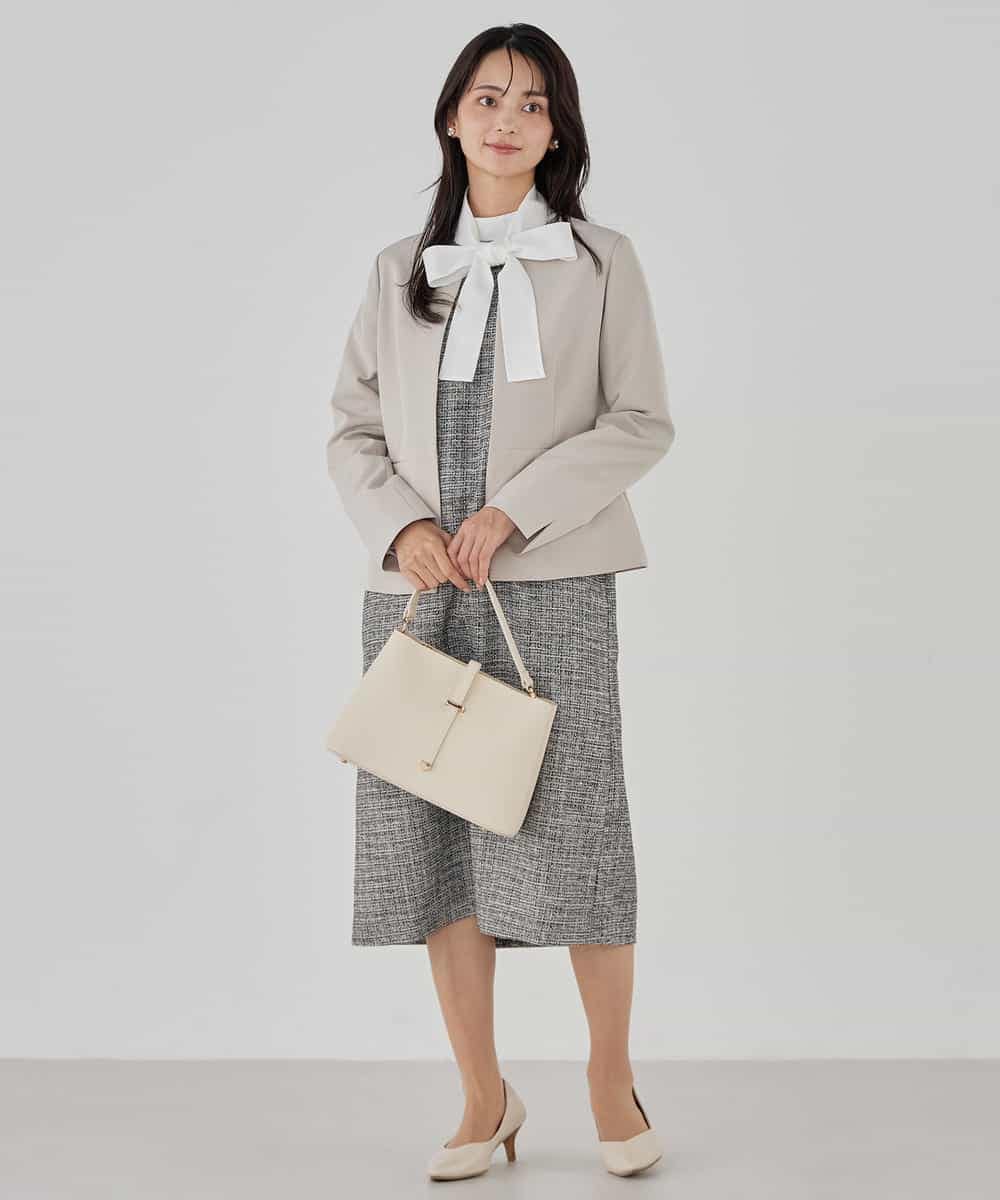 KBDCD02099 a.v.v(アー・ヴェ・ヴェ) 【洗える/ストレッチ/セットアップ対応】ダブルクロスキーネックジャケット ネイビー