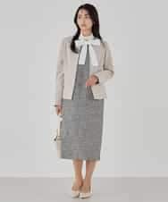 KBDCD02099 a.v.v(アー・ヴェ・ヴェ) 【洗える/ストレッチ/セットアップ対応】ダブルクロスキーネックジャケット ネイビー