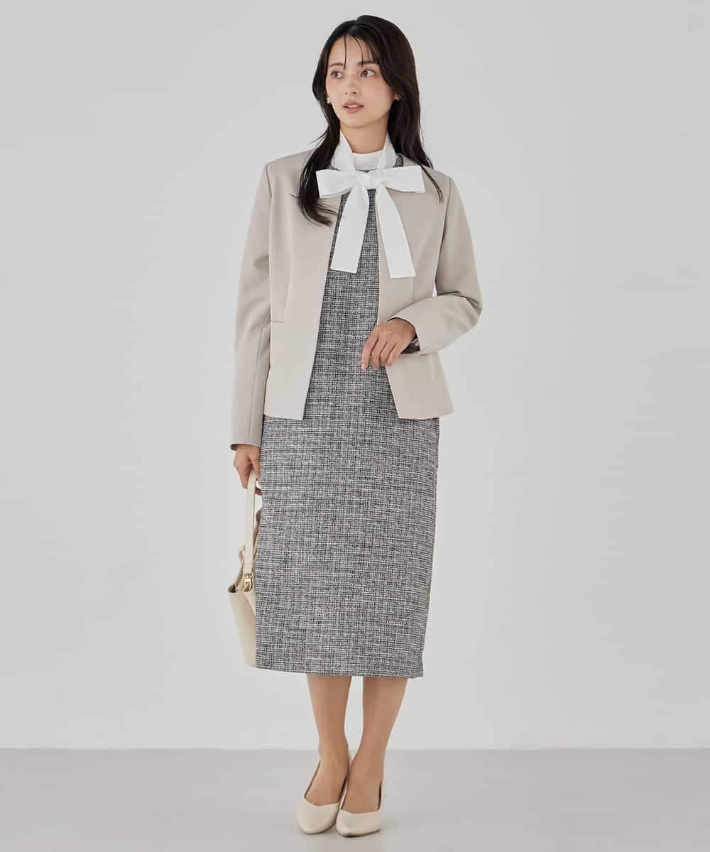 KBDCD02099 a.v.v(アー・ヴェ・ヴェ) 【洗える/ストレッチ/セットアップ対応】ダブルクロスキーネックジャケット ネイビー