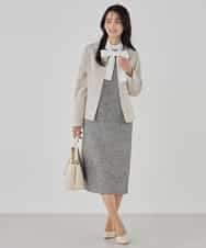 KBDCD02099 a.v.v(アー・ヴェ・ヴェ) 【洗える/ストレッチ/セットアップ対応】ダブルクロスキーネックジャケット ネイビー