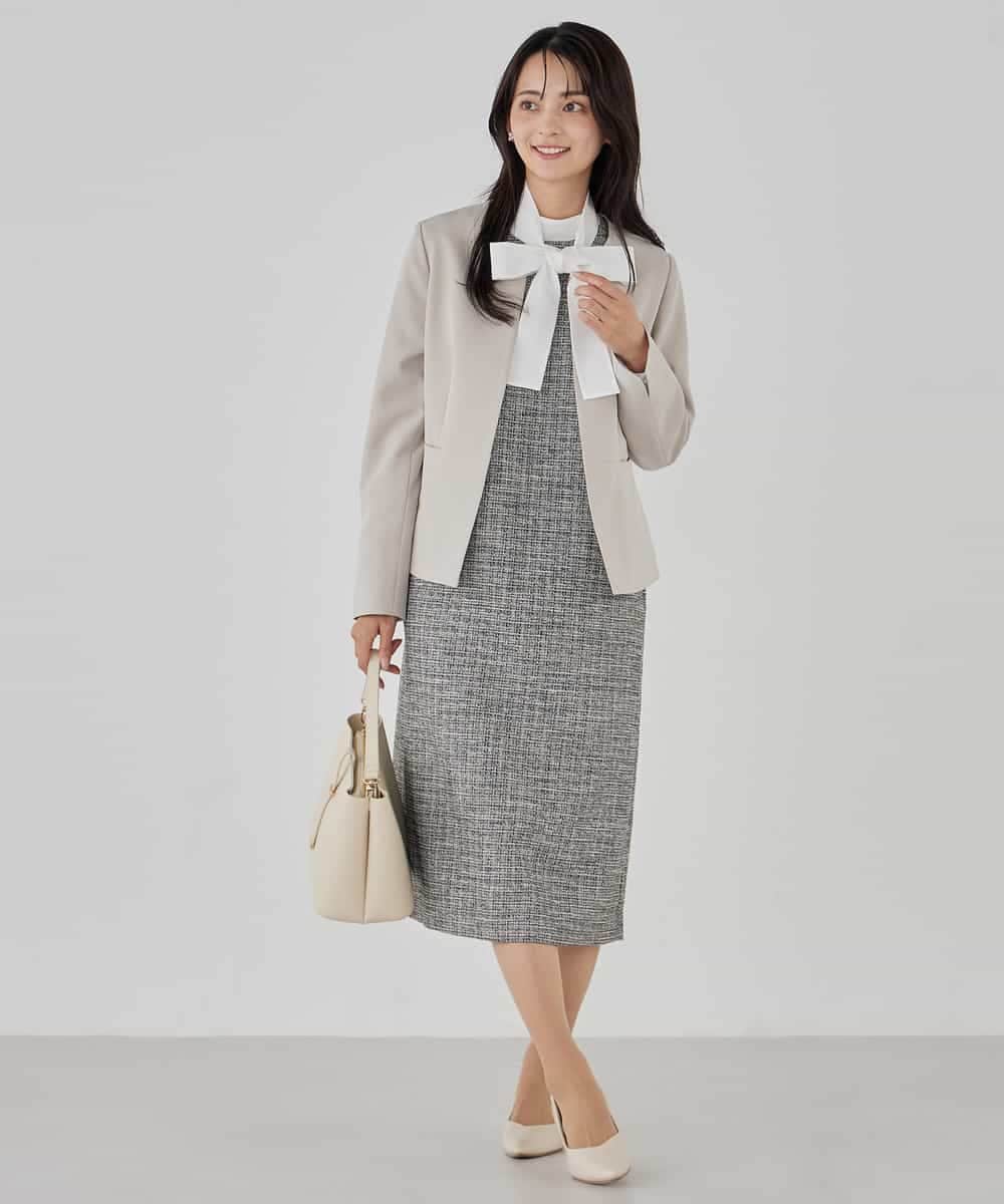 KBDCD02099 a.v.v(アー・ヴェ・ヴェ) 【洗える/ストレッチ/セットアップ対応】ダブルクロスキーネックジャケット ネイビー