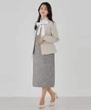 KBDCD02099 a.v.v(アー・ヴェ・ヴェ) 【洗える/ストレッチ/セットアップ対応】ダブルクロスキーネックジャケット ネイビー