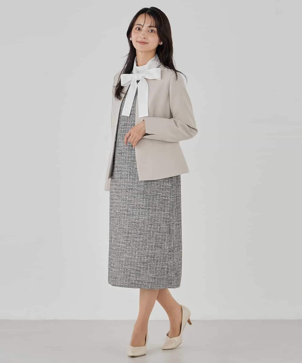 KBDCD02099 a.v.v(アー・ヴェ・ヴェ) 【洗える/ストレッチ/セットアップ対応】ダブルクロスキーネックジャケット ネイビー