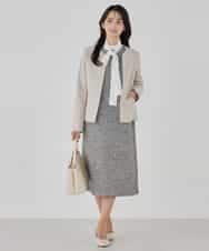 KBDCD02099 a.v.v(アー・ヴェ・ヴェ) 【洗える/ストレッチ/セットアップ対応】ダブルクロスキーネックジャケット ネイビー