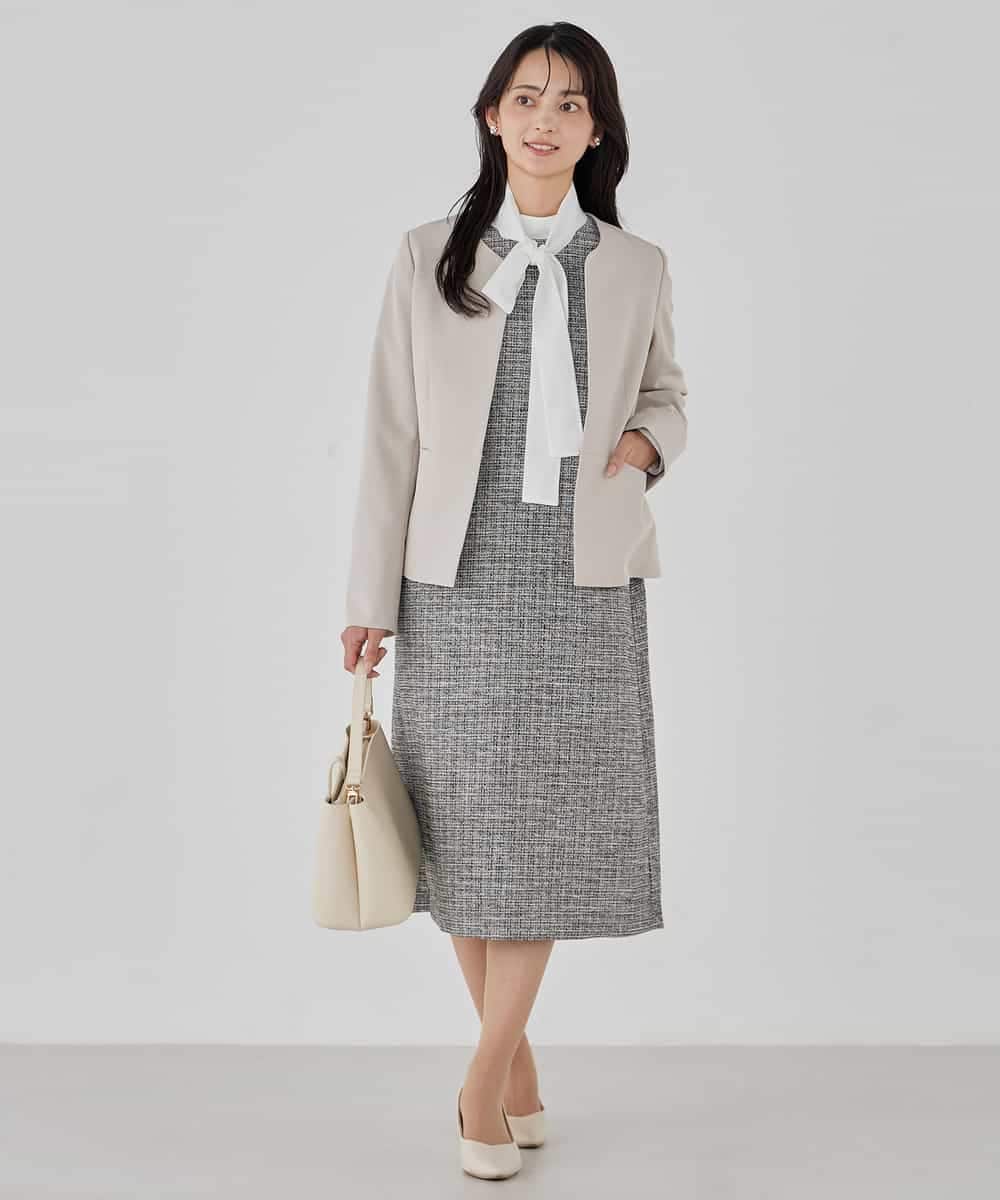 KBDCD02099 a.v.v(アー・ヴェ・ヴェ) 【洗える/ストレッチ/セットアップ対応】ダブルクロスキーネックジャケット ネイビー