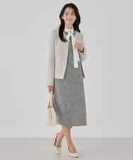 KBDCD02099 a.v.v(アー・ヴェ・ヴェ) 【洗える/ストレッチ/セットアップ対応】ダブルクロスキーネックジャケット ネイビー