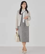 KBDCD02099 a.v.v(アー・ヴェ・ヴェ) 【洗える/ストレッチ/セットアップ対応】ダブルクロスキーネックジャケット ネイビー