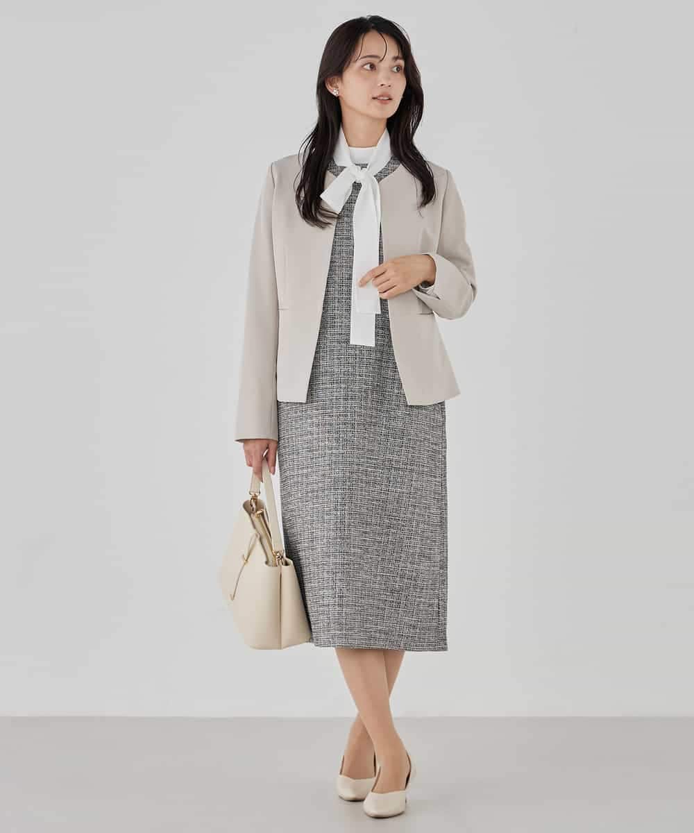 KBDCD02099 a.v.v(アー・ヴェ・ヴェ) 【洗える/ストレッチ/セットアップ対応】ダブルクロスキーネックジャケット ネイビー