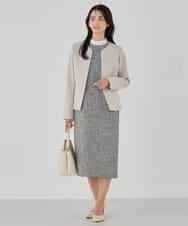 KBDCD02099 a.v.v(アー・ヴェ・ヴェ) 【洗える/ストレッチ/セットアップ対応】ダブルクロスキーネックジャケット ネイビー