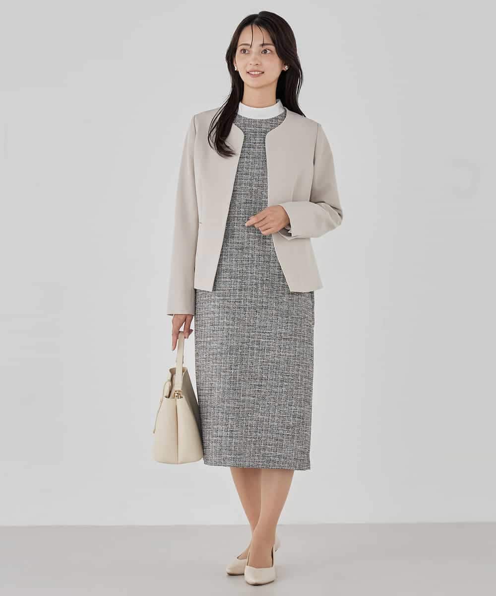 KBDCD02099 a.v.v(アー・ヴェ・ヴェ) 【洗える/ストレッチ/セットアップ対応】ダブルクロスキーネックジャケット ネイビー