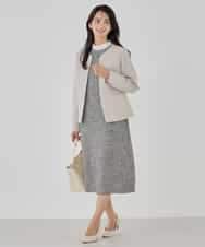 KBDCD02099 a.v.v(アー・ヴェ・ヴェ) 【洗える/ストレッチ/セットアップ対応】ダブルクロスキーネックジャケット ネイビー