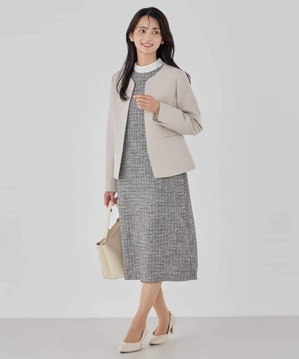 KBDCD02099 a.v.v(アー・ヴェ・ヴェ) 【洗える/ストレッチ/セットアップ対応】ダブルクロスキーネックジャケット ネイビー