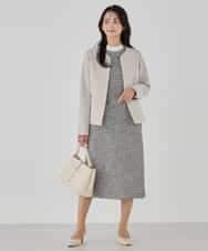 KBDCD02099 a.v.v(アー・ヴェ・ヴェ) 【洗える/ストレッチ/セットアップ対応】ダブルクロスキーネックジャケット ネイビー