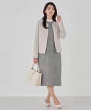 KBDCD02099 a.v.v(アー・ヴェ・ヴェ) 【洗える/ストレッチ/セットアップ対応】ダブルクロスキーネックジャケット ネイビー