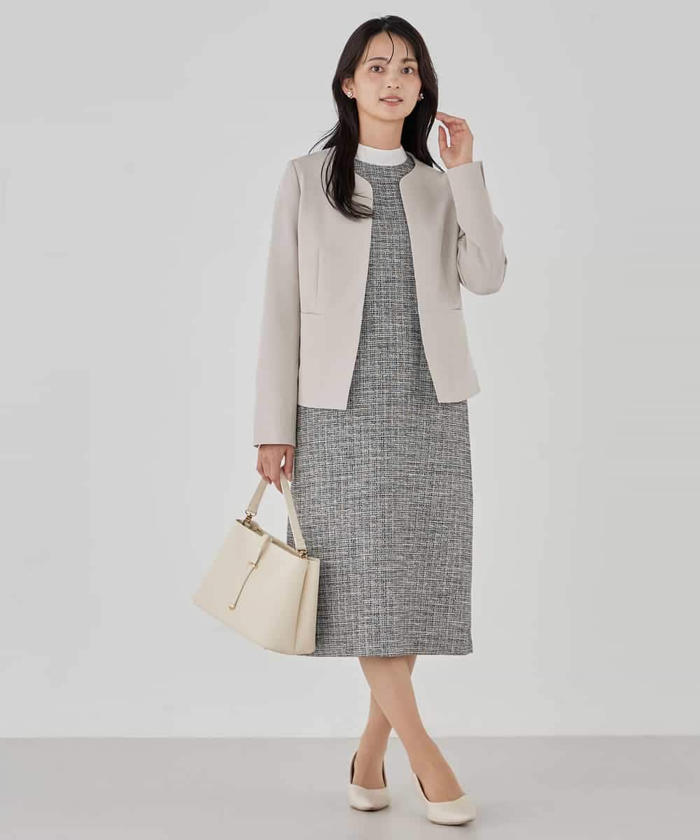 KBDCD02099 a.v.v(アー・ヴェ・ヴェ) 【洗える/ストレッチ/セットアップ対応】ダブルクロスキーネックジャケット ネイビー