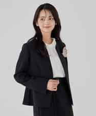 KBDCD02099 a.v.v(アー・ヴェ・ヴェ) 【洗える/ストレッチ/セットアップ対応】ダブルクロスキーネックジャケット ネイビー