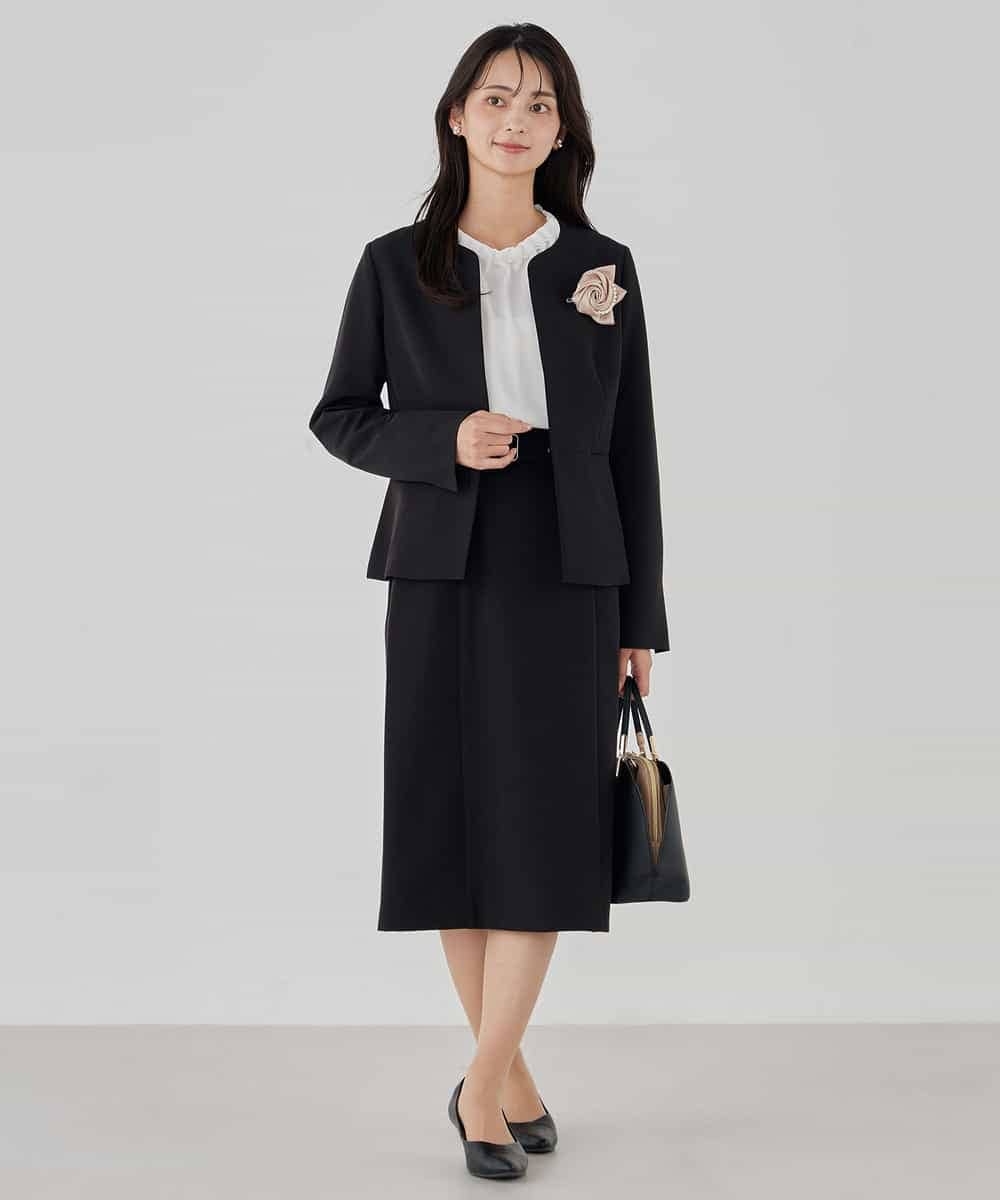 KBDCD02099 a.v.v(アー・ヴェ・ヴェ) 【洗える/ストレッチ/セットアップ対応】ダブルクロスキーネックジャケット ネイビー