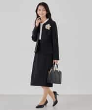 KBDCD02099 a.v.v(アー・ヴェ・ヴェ) 【洗える/ストレッチ/セットアップ対応】ダブルクロスキーネックジャケット ネイビー