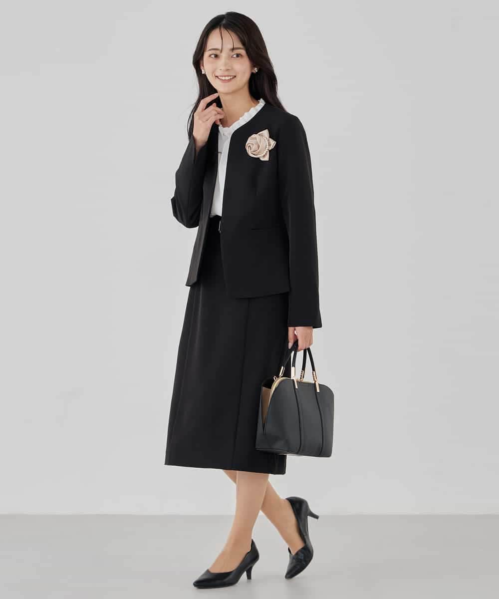 KBDCD02099 a.v.v(アー・ヴェ・ヴェ) 【洗える/ストレッチ/セットアップ対応】ダブルクロスキーネックジャケット ネイビー