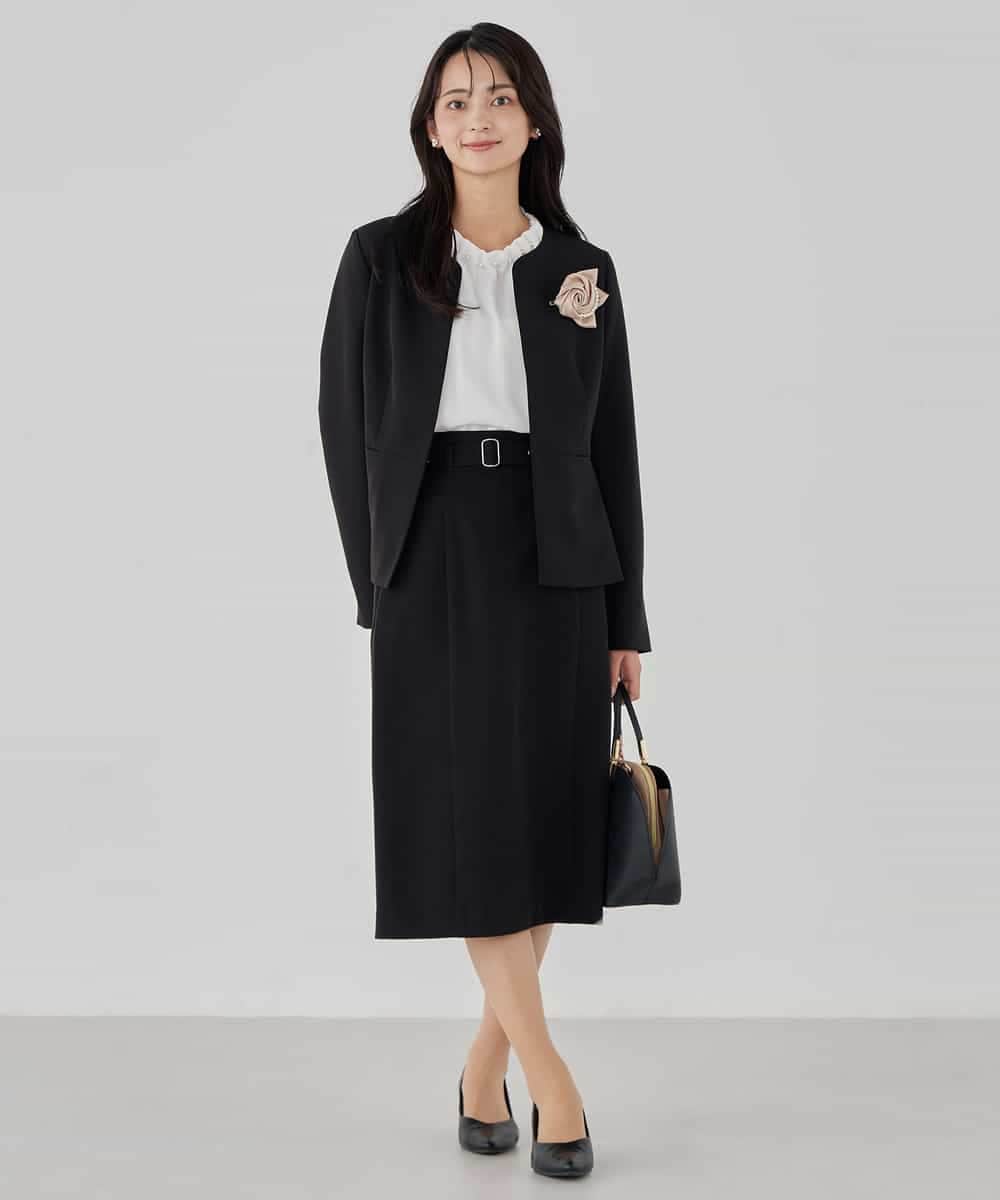 KBDCD02099 a.v.v(アー・ヴェ・ヴェ) 【洗える/ストレッチ/セットアップ対応】ダブルクロスキーネックジャケット ネイビー