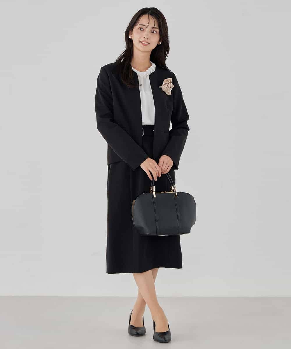 KBDCD02099 a.v.v(アー・ヴェ・ヴェ) 【洗える/ストレッチ/セットアップ対応】ダブルクロスキーネックジャケット ネイビー