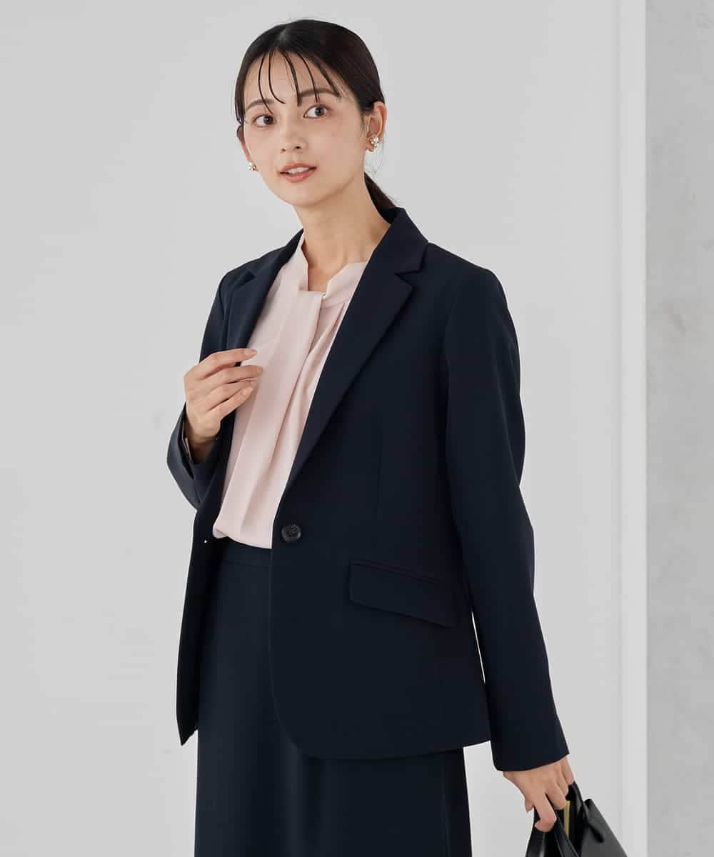 KBDCD03099 a.v.v(アー・ヴェ・ヴェ) 【洗える/ストレッチ/セットアップ対応】ダブルクロステーラードジャケット ネイビー