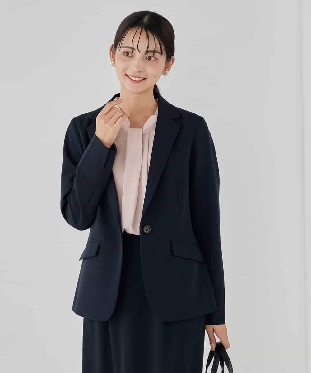 KBDCD03099 a.v.v(アー・ヴェ・ヴェ) 【洗える/ストレッチ/セットアップ対応】ダブルクロステーラードジャケット ネイビー