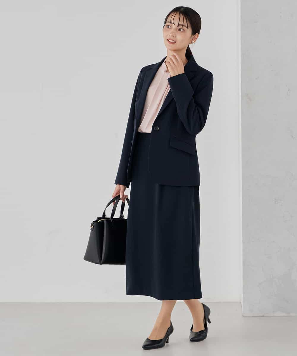 KBDCD03099 a.v.v(アー・ヴェ・ヴェ) 【洗える/ストレッチ/セットアップ対応】ダブルクロステーラードジャケット ネイビー