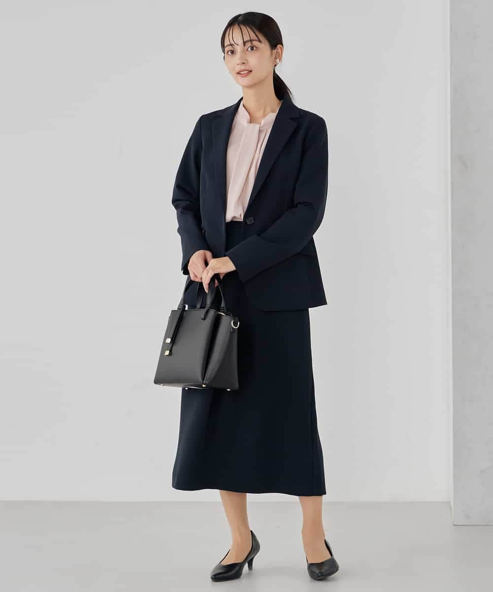 KBDCD03099 a.v.v(アー・ヴェ・ヴェ) 【洗える/ストレッチ/セットアップ対応】ダブルクロステーラードジャケット ネイビー