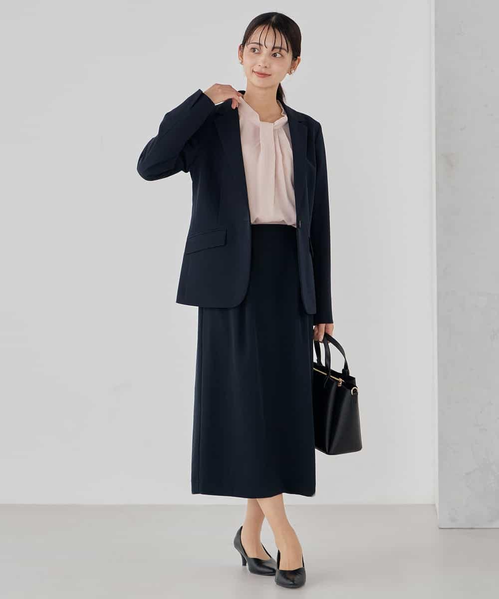 KBDCD03099 a.v.v(アー・ヴェ・ヴェ) 【洗える/ストレッチ/セットアップ対応】ダブルクロステーラードジャケット ネイビー