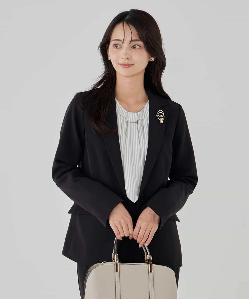 KBDCD03099 a.v.v(アー・ヴェ・ヴェ) 【洗える/ストレッチ/セットアップ対応】ダブルクロステーラードジャケット ネイビー