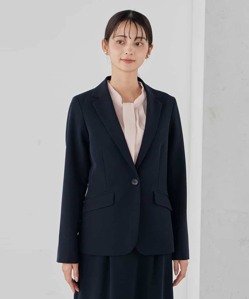 KBDCD03099 a.v.v(アー・ヴェ・ヴェ) 【洗える/ストレッチ/セットアップ対応】ダブルクロステーラードジャケット ネイビー