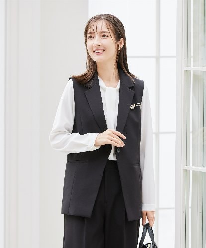 KBDCD04089 a.v.v 【洗える/ストレッチ/セットアップ対応】ダブルクロステーラードジレ