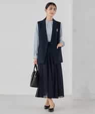 KBDCD04089 a.v.v(アー・ヴェ・ヴェ) 【洗える/ストレッチ/セットアップ対応】ダブルクロステーラードジレ ネイビー