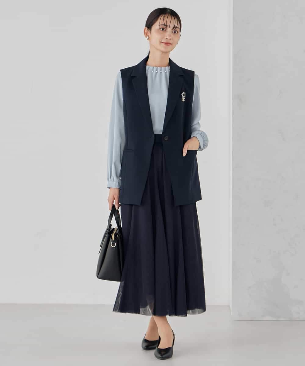 KBDCD04089 a.v.v(アー・ヴェ・ヴェ) 【洗える/ストレッチ/セットアップ対応】ダブルクロステーラードジレ ネイビー